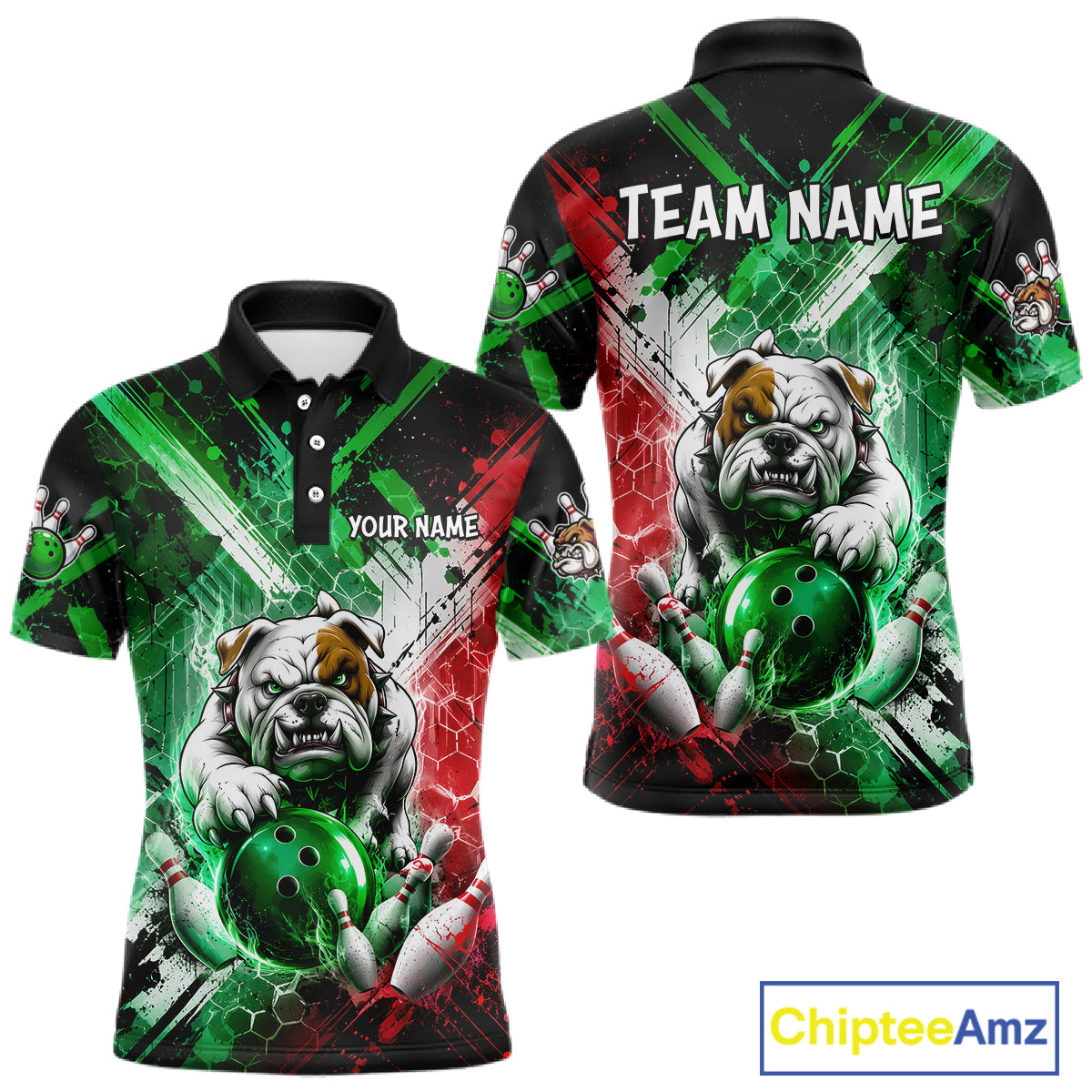 Bulldog Bowling Polo Team League Shirt, Men Bowling Jersey, Bowling League Team Gift NHT1488