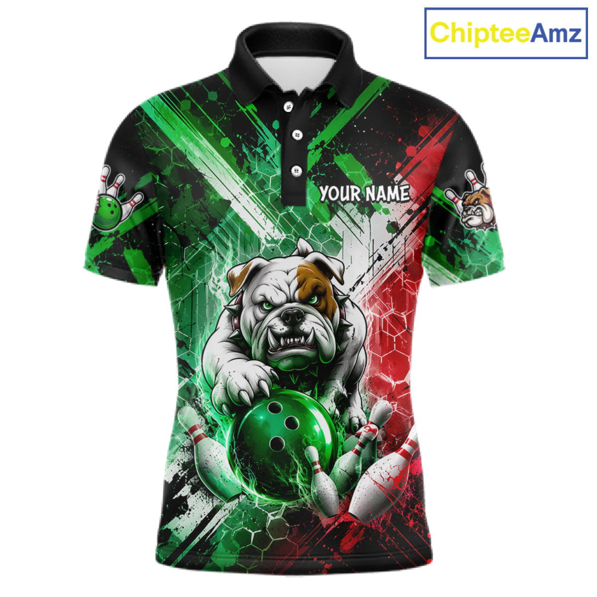 Bulldog Bowling Polo Team League Shirt, Men Bowling Jersey, Bowling League Team Gift NHT1488