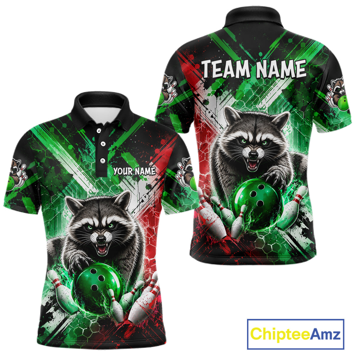 Raccoon Bowling Polo Team League Shirt, Men Bowling Jersey, Bowling League Team Gift NHT1489