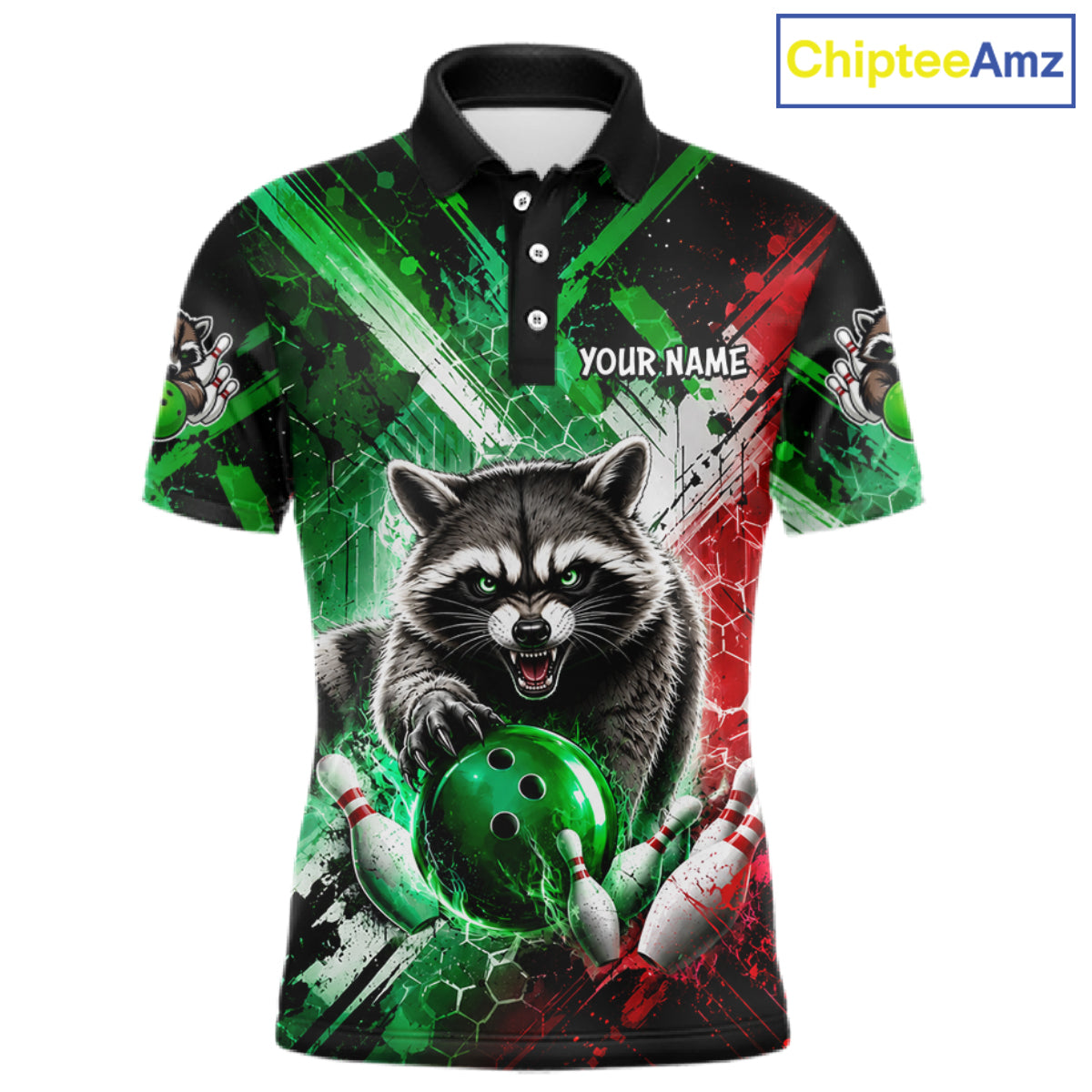Raccoon Bowling Polo Team League Shirt, Men Bowling Jersey, Bowling League Team Gift NHT1489