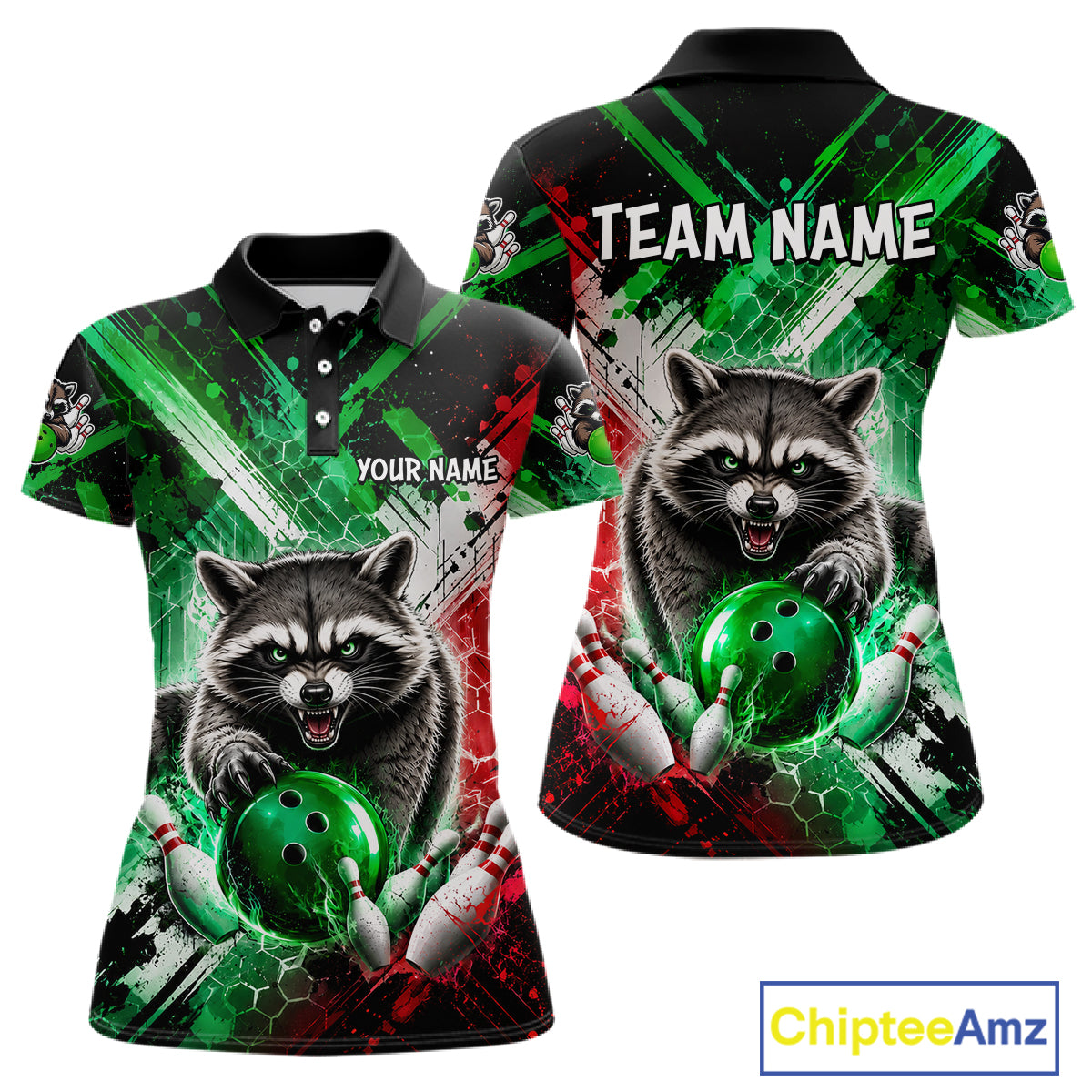 Raccoon Bowling Polo Team League Shirt, Women Bowling Jersey, Bowling League Team Gift NHT1489