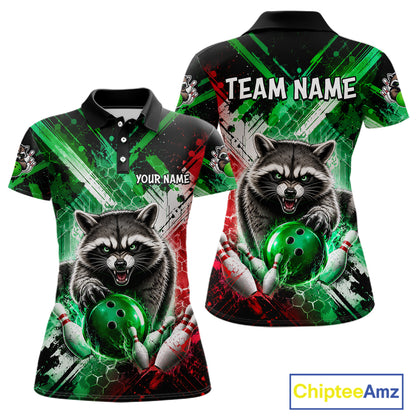 Raccoon Bowling Polo Team League Shirt, Women Bowling Jersey, Bowling League Team Gift NHT1489
