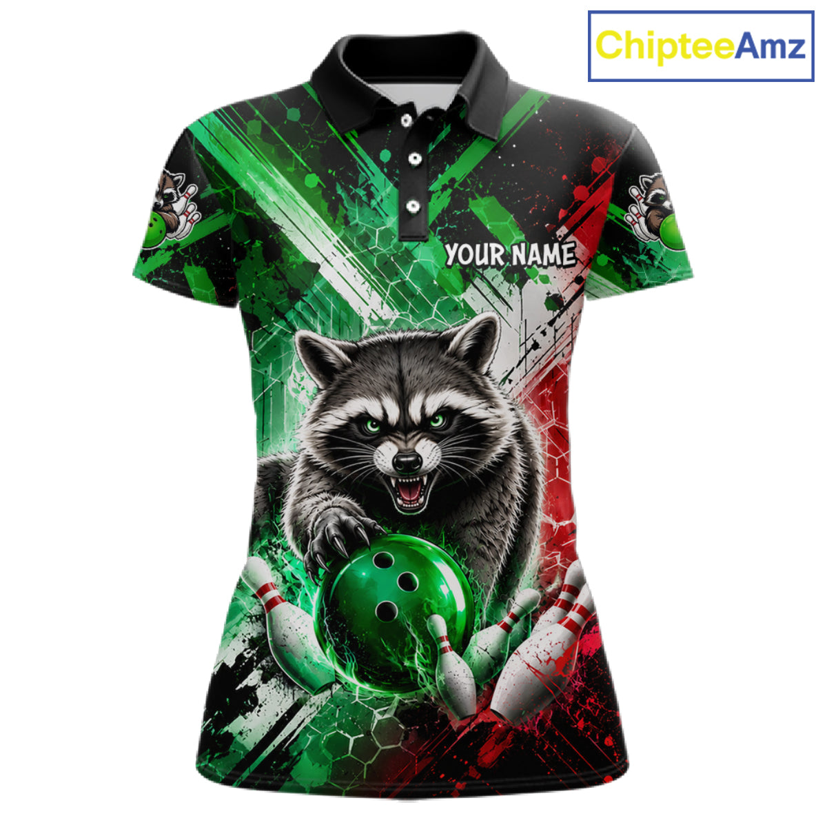 Raccoon Bowling Polo Team League Shirt, Women Bowling Jersey, Bowling League Team Gift NHT1489