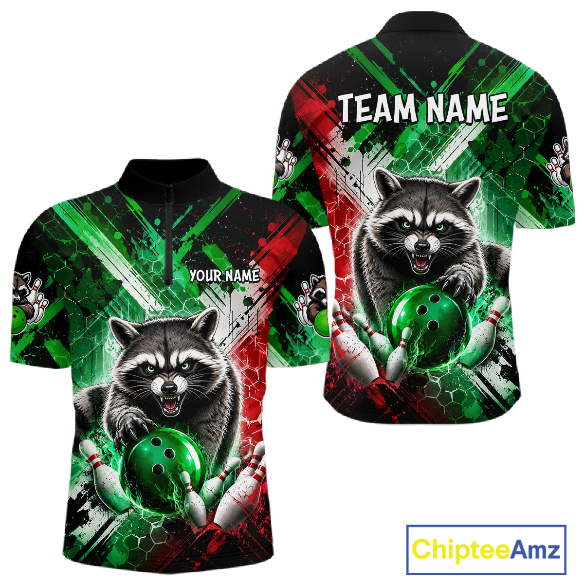 Raccoon Bowling Polo Team League Shirt, Men Bowling Jersey, Bowling League Team Gift NHT1489
