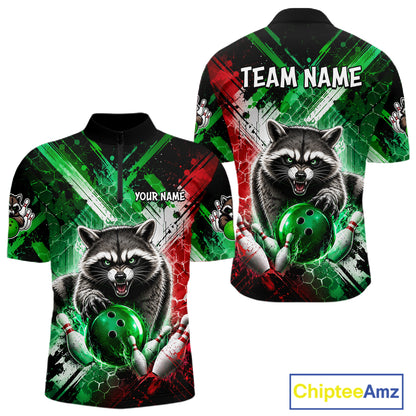 Raccoon Bowling Polo Team League Shirt, Men Bowling Jersey, Bowling League Team Gift NHT1489