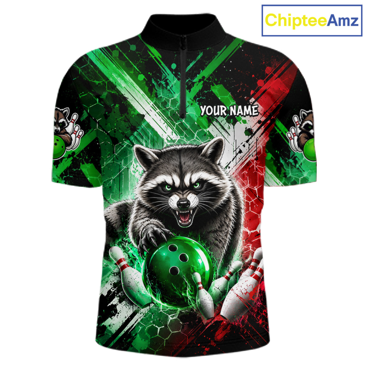 Raccoon Bowling Polo Team League Shirt, Men Bowling Jersey, Bowling League Team Gift NHT1489