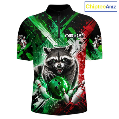 Raccoon Bowling Polo Team League Shirt, Men Bowling Jersey, Bowling League Team Gift NHT1489