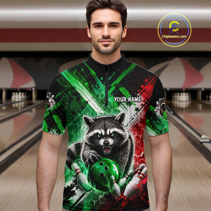 Raccoon Bowling Polo Team League Shirt, Men Bowling Jersey, Bowling League Team Gift NHT1489