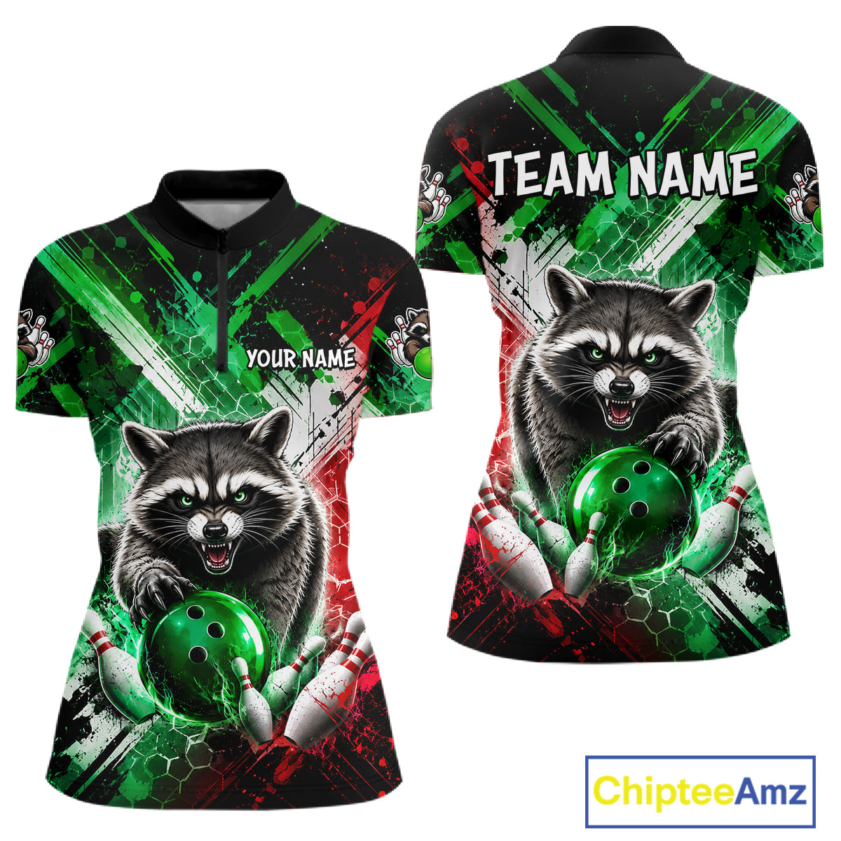 Raccoon Bowling Polo Team League Shirt, Women Bowling Jersey, Bowling League Team Gift NHT1489
