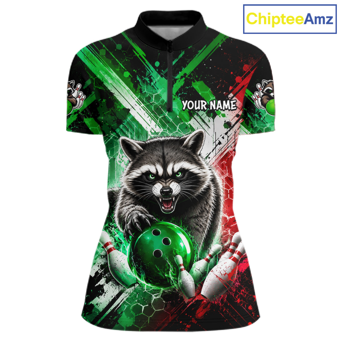 Raccoon Bowling Polo Team League Shirt, Women Bowling Jersey, Bowling League Team Gift NHT1489
