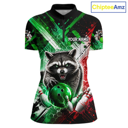 Raccoon Bowling Polo Team League Shirt, Women Bowling Jersey, Bowling League Team Gift NHT1489