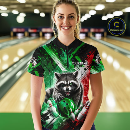 Raccoon Bowling Polo Team League Shirt, Women Bowling Jersey, Bowling League Team Gift NHT1489