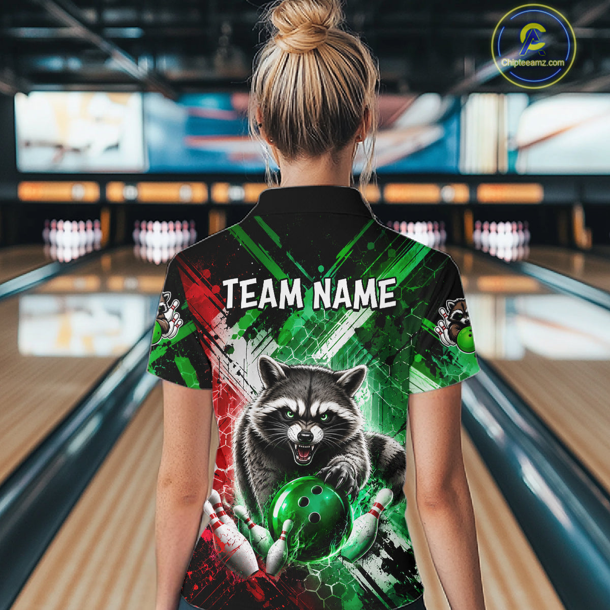 Raccoon Bowling Polo Team League Shirt, Women Bowling Jersey, Bowling League Team Gift NHT1489