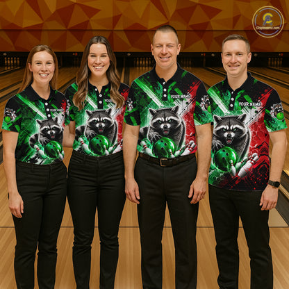 Raccoon Bowling Polo Team League Shirt, Women Bowling Jersey, Bowling League Team Gift NHT1489