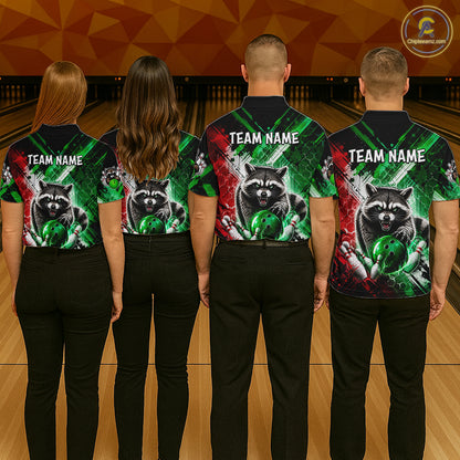 Raccoon Bowling Polo Team League Shirt, Women Bowling Jersey, Bowling League Team Gift NHT1489