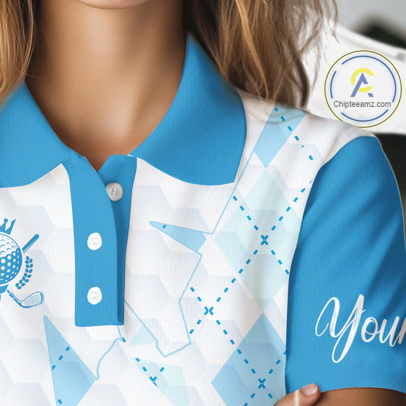 Personalized Womens Golf Shirt Argyle Style – Custom Name Polo, Gift For Mom, Golfer Gift Idea NHT671