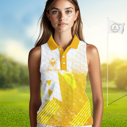 Personalized Womens Sleeveless Golf Shirt Beer Style – Custom Name Polo, Gift For Mom, Golfer Gift Idea NHT672