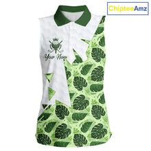 Load image into Gallery viewer, Personalized Womens Sleeveless Golf Shirt Tropical Style – Custom Name Polo, Gift For Mom, Golfer Gift Idea NHT673