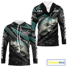Load image into Gallery viewer, Crappie Custom Hooded Long Sleeve Performance Fishing Shirts, Crappie Hunter Fishing Shirt NHT525