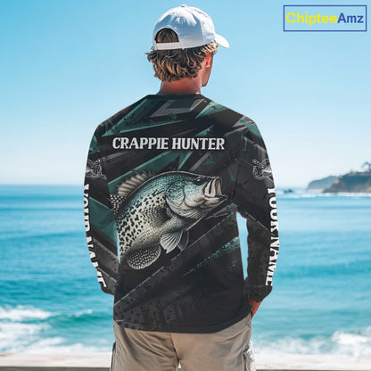 Crappie Custom Long Sleeve Performance Fishing Shirts, Crappie Hunter Fishing Shirt NHT525