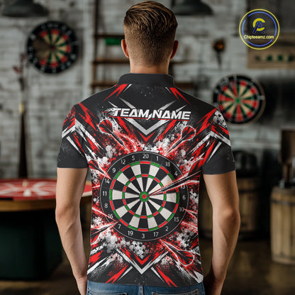 Bad Bunny Darts Player Polo Shirt For Men Custom Red Black Dart Board Team Tournament Jersey NHT1678