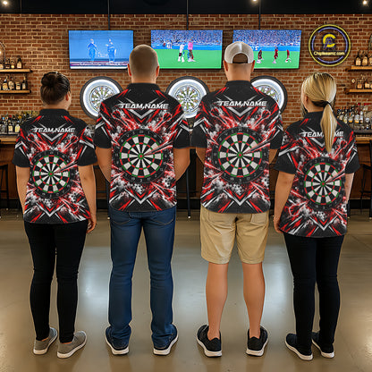 Bad Bunny Darts Player Polo Shirt For Men Custom Red Black Dart Board Team Tournament Jersey NHT1678