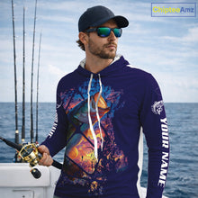 Load image into Gallery viewer, Largemouth Bass Artistic Long Sleeve Hooded Fishing Shirts Personalized Name NHT399