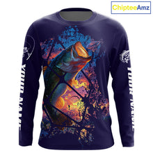 Load image into Gallery viewer, Largemouth Bass Artistic Long Sleeve Fishing Shirts Personalized Name NHT399