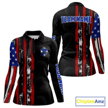 Load image into Gallery viewer, Custom Womens Golf Polo Shirt USA Flag, Golf Family Team Shirt, School Team Golf Shirt, Patriotic Golf Shirt NHT715