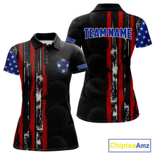 Load image into Gallery viewer, Custom Womens Golf Polo Shirt USA Flag, Golf Family Team Shirt, School Team Golf Shirt, Patriotic Golf Shirt NHT715