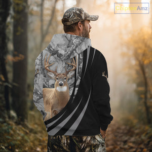 Deer Hunting Camo Custom Name 3D All Over Print Shirt Gray Black, Best Deer Hunting Shirt NHT210