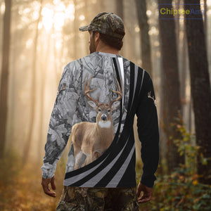 Deer Hunting Camo Custom Name 3D All Over Print Shirt Gray Black, Best Deer Hunting Shirt NHT210