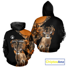 Load image into Gallery viewer, Deer Hunting Shirt Black Camo Orange 3D Custom Name, Season Deer Hunting NHT295