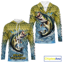 Load image into Gallery viewer, Largemouth Bass Fishing Shirts Long Sleeve Hooded, Beautiful Bass Fishing Shirts For Men NHT403