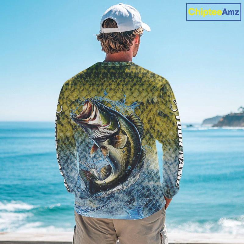 Largemouth Bass Fishing Shirts Long Sleeve, Beautiful Bass Fishing Shirts For Men NHT403