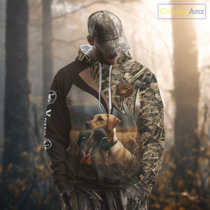 Yellow Lab Duck Hunting Camo Shirt, Personalized Waterfowl Hunting Clothes For Hunters NHT226
