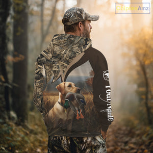 Yellow Lab Duck Hunting Camo Shirt, Personalized Waterfowl Hunting Clothes For Hunters NHT226