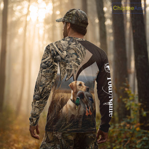 Yellow Lab Duck Hunting Camo Shirt, Personalized Waterfowl Hunting Clothes For Hunters NHT226