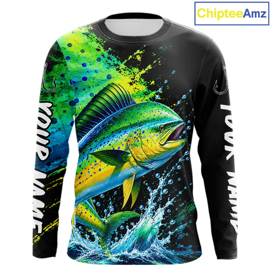 Mahi Mahi Fishing Jersey, Dolphin Fish Long Sleeve Shirt, Sport Fishing Shirt For Men NHT1535