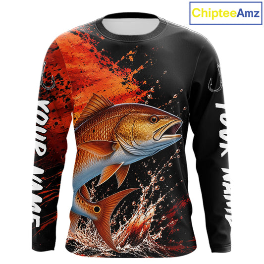 Redfish Fishing Jersey, Red Drum Fish Long Sleeve Shirt, Sport Fishing Shirt For Men NHT1536