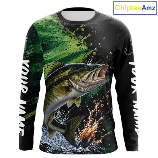 Largemouth Bass Fishing Jersey, Bass Fish Long Sleeve Shirt, Sport Fishing Shirt For Men NHT1538