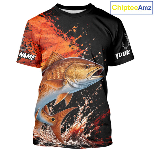 Redfish Fishing Jersey, Red Drum Fish Short Sleeve Shirt, Sport Fishing Shirt For Men NHT1536