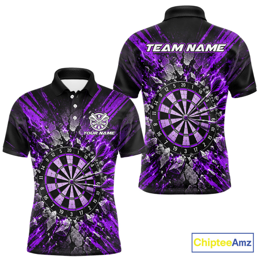 Shattered Stone Purple Darts Pattern Polo Shirt For Men Personalized Team Performance Jersey NHT1717