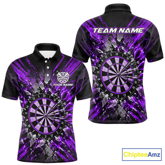 Shattered Stone Purple Darts Pattern Polo Shirt For Men Personalized Team Performance Jersey NHT1717
