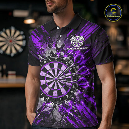 Shattered Stone Purple Darts Pattern Polo Shirt For Men Personalized Team Performance Jersey NHT1717
