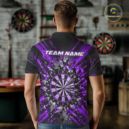 Shattered Stone Purple Darts Pattern Polo Shirt For Men Personalized Team Performance Jersey NHT1717