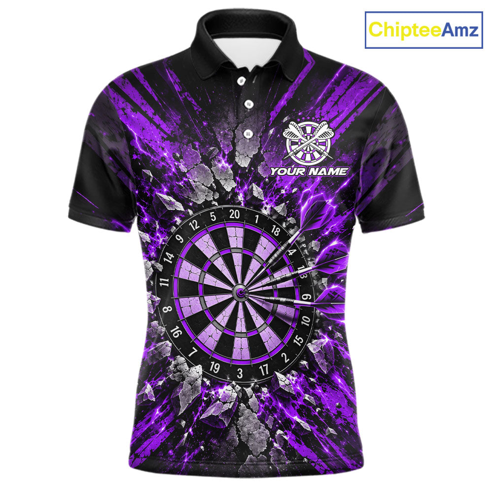 Shattered Stone Purple Darts Pattern Polo Shirt For Men Personalized Team Performance Jersey NHT1717