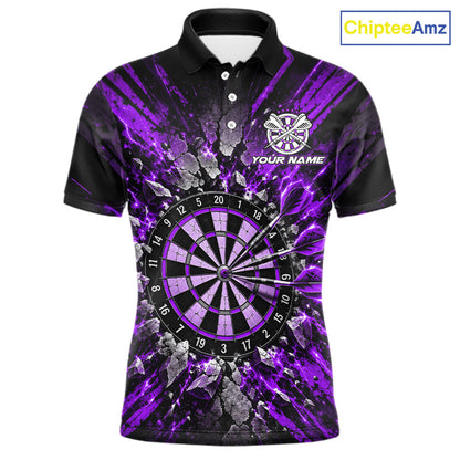 Shattered Stone Purple Darts Pattern Polo Shirt For Men Personalized Team Performance Jersey NHT1717