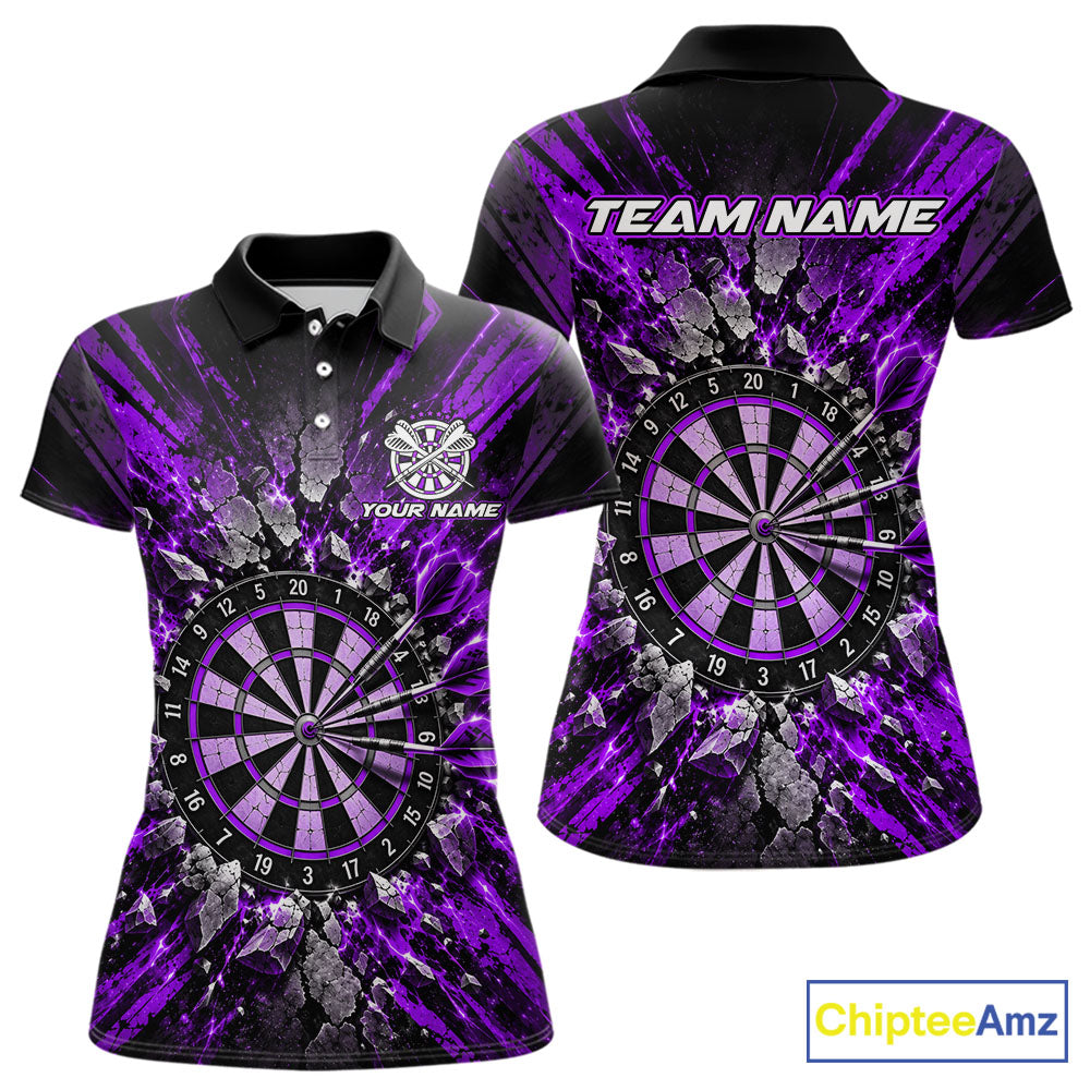 Shattered Stone Purple Darts Pattern Polo Shirt For Women Personalized Team Performance Jersey NHT1717