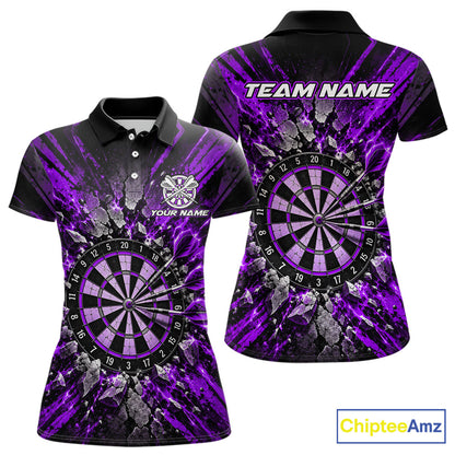 Shattered Stone Purple Darts Pattern Polo Shirt For Women Personalized Team Performance Jersey NHT1717